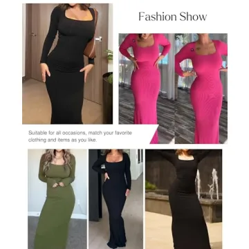 Popilush Long Sleeve Maxi Dress with Shapewear Support