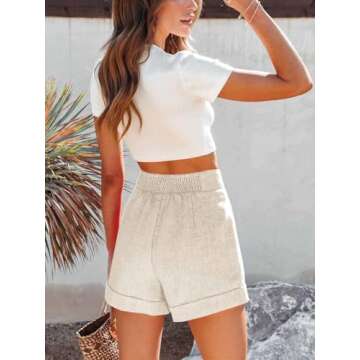 Wihion Women Summer Wide Leg Shorts High Waisted Casual Bermuda Shorts Lightweight Workwear Shorts with Pocket Apricot