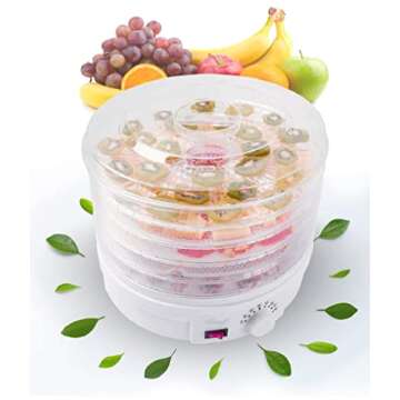 Rosewill Food Fruit Dehydrator Machine, Portable Electric Adjustable Thermostat, BPA Free, 5 Tray, Clear and white