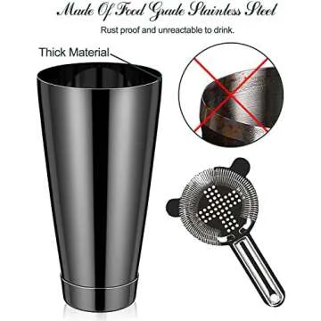 Cocktail Shaker - Koviti 12 Piece Bartender Kit - Stainless Steel Cocktail Shaker Set, Premium Bar Tools : Martini Shaker, Muddler, Jigger, Mixing Spoon, Strainers, Ice Tong, Liquor Pourers