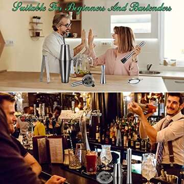 Cocktail Shaker - Koviti 12 Piece Bartender Kit - Stainless Steel Cocktail Shaker Set, Premium Bar Tools : Martini Shaker, Muddler, Jigger, Mixing Spoon, Strainers, Ice Tong, Liquor Pourers