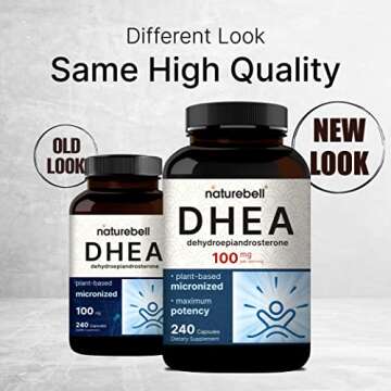 NatureBell DHEA 100mg, 240 Capsules | Extra Strength, Micronized Grade for Better Absorption, Supports Energy Level, Metabolism and Healthy Aging for Men and Women, No GMOs and Made in U.S.A
