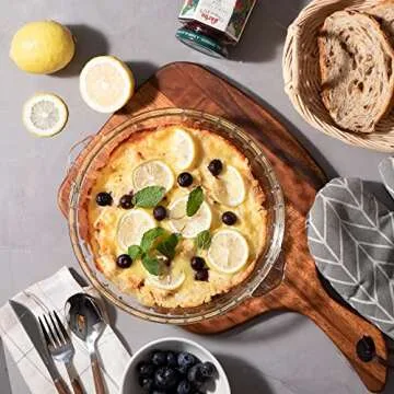 Sweejar 2 Pack Glass Pie Pan for Baking, 9.5 Inch