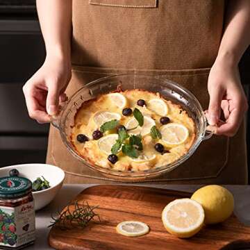 Sweejar 2 Pack Glass Pie Pan for Baking, 9.5 Inch
