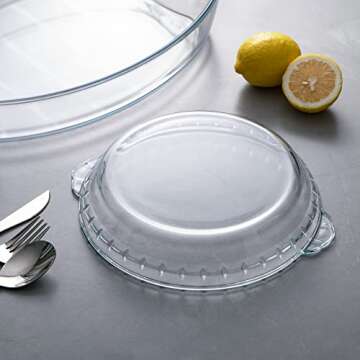 Sweejar 2 Pack Glass Pie Pan for Baking, 9.5 Inch