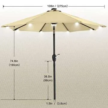 Buy ABCCANOPY 9FT Solar LED Patio Umbrella for Outdoors