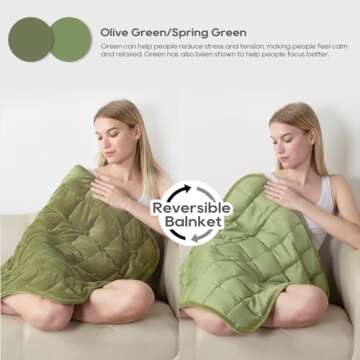 Small Weighted Blanket for Adults (Double-sided),Weighted Lap Pad 7lbs Throw for Travel,Calming,Relaxation-Reversible Warm Crystal Velvet and Cooling Tencel,Machine Washable,Green 29x24 inches