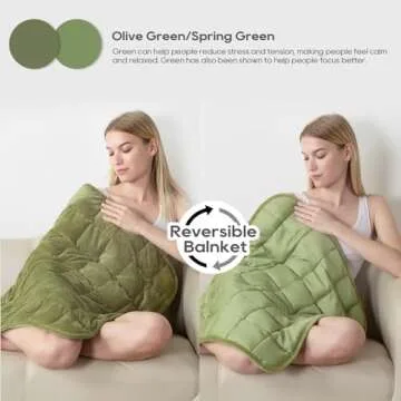 Small Weighted Blanket for Adults (Double-sided),Weighted Lap Pad 7lbs Throw for Travel,Calming,Relaxation-Reversible Warm Crystal Velvet and Cooling Tencel,Machine Washable,Green 29x24 inches