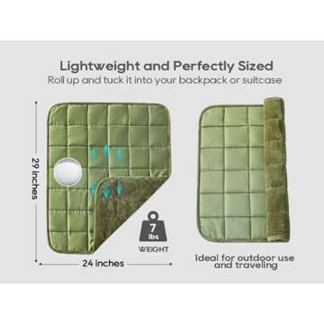 Small Weighted Blanket for Adults (Double-sided),Weighted Lap Pad 7lbs Throw for Travel,Calming,Relaxation-Reversible Warm Crystal Velvet and Cooling Tencel,Machine Washable,Green 29x24 inches