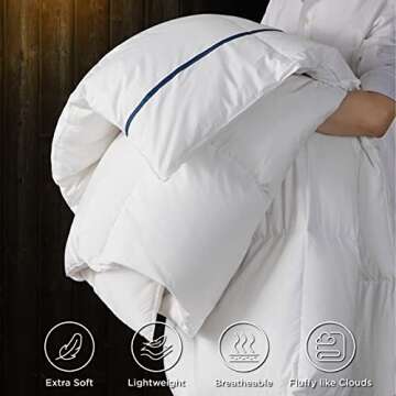 Bedsure Goose Feather Down Comforter King Size - All Season Duvet Insert with 8 Corner Tabs, 100% Cotton Fabric, Machine Washable (106x90, 60 Oz)