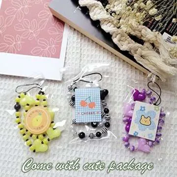 Dropurfon Heart Shape Beaded Phone Charms Kawaii Wrist Strap Acrylic Handmade Rainbow Y2K Accessories Anti-lost Phone Lanyard for Fashion Women Girls Phone Accessory