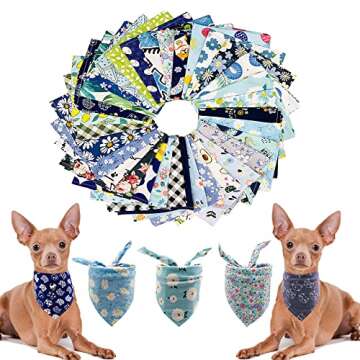 PET SHOW 50pcs Bulk Boys Small Dog Bandanas Male Cat Puppies Bibs Washable Cotton Triangle Head Scarfs Wholesale Medium Dogs Bandana Photo Prop Grooming Accessories