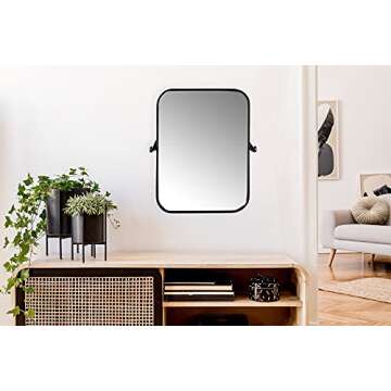 Creative Co-Op Metal Framed Pivoting Wall Mirror, Black