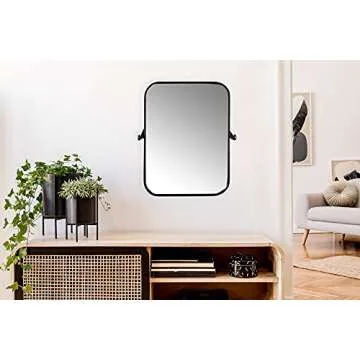 Creative Co-Op Metal Framed Pivoting Wall Mirror, Black