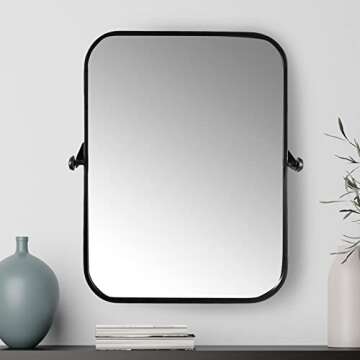 Creative Co-Op Metal Framed Pivoting Wall Mirror, Black