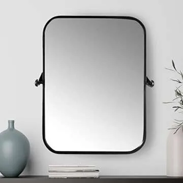 Creative Co-Op Metal Framed Pivoting Wall Mirror, Black