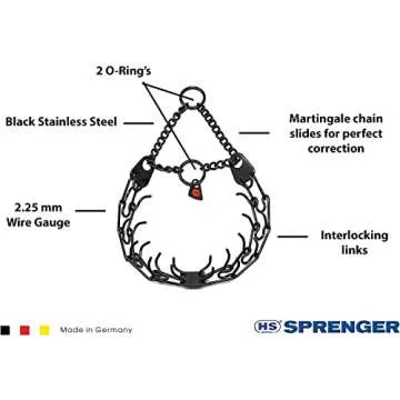 HS Herm. SPRENGER Germany Black Stainless Steel Prong Dog Training Collar Ultra-Plus Pet Pinch Colla...