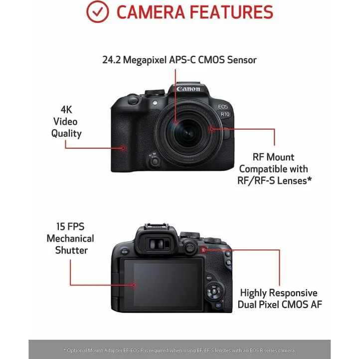 Canon EOS R10: 24.2 MP Vlogging Mirrorless Camera