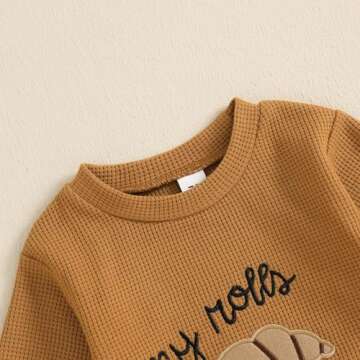 Honganda Baby Boy Girl Thanksgiving Outfit My Rolls are Handmade Turkey Romper Sweatshirt Onesie Fall One Piece Clothes (Brown, 3-6 Months)