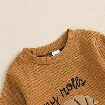 Honganda Baby Boy Girl Thanksgiving Outfit My Rolls are Handmade Turkey Romper Sweatshirt Onesie Fall One Piece Clothes (Brown, 3-6 Months)