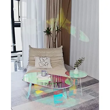 RAINBEAN Iridescent Acrylic Coffee Table for Modern Spaces
