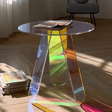 RAINBEAN Iridescent Acrylic Coffee Table for Modern Spaces