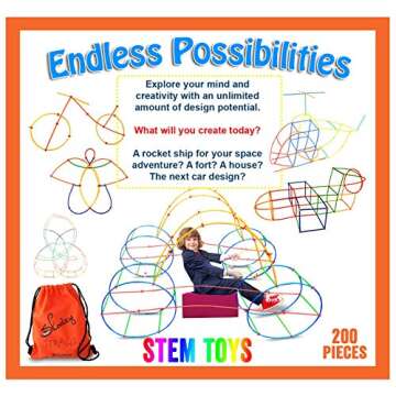 Skoolzy Connecting Straws Building Kit for Kids - STEM Activity Toy