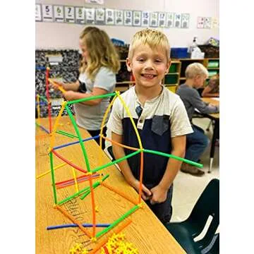 Skoolzy Connecting Straws Building Kit for Kids - STEM Activity Toy