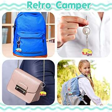 Hicarer Retro Camper Keychain Set for Travel Enthusiasts