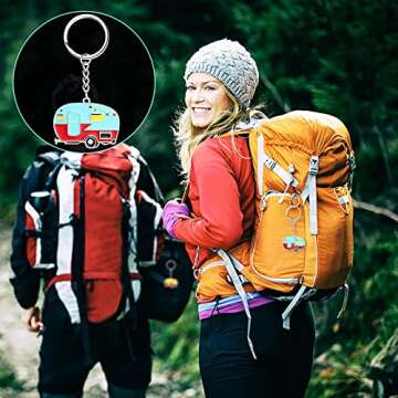 Hicarer Retro Camper Keychain Set for Travel Enthusiasts