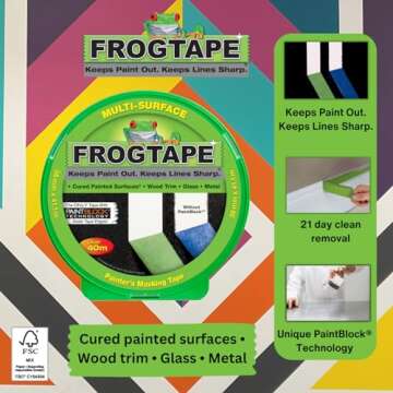 Frog Tape Green Multi Surface Painters Masking Tape, Indoor Painting and Decorating for Sharp Lines ...