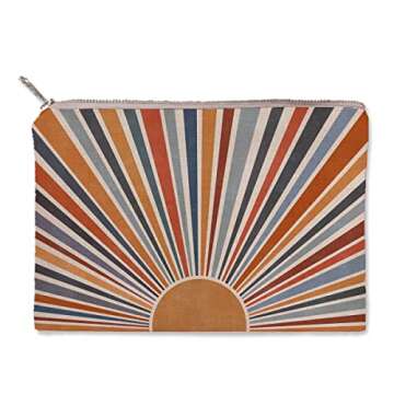 Sunshine Makeup Bag, Natural Linen, Zipper Pouch, Retro Makeup Bag, Tech Accessory Bag, Best Friend ...