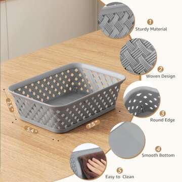 MaxGear Sturdy Plastic Storage Bins - Pack of 3 for Home Organization