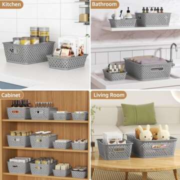 MaxGear Sturdy Plastic Storage Bins for Organizing