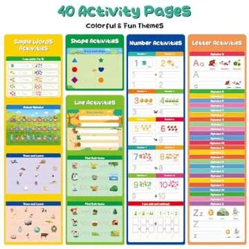 Kindergarten Learning Activities Learn to Write for Kid Age 3 4 5 Years Old, 40 Pages Preschool Handwriting Practice Number Letter Tracing Workbook, Toddler Dry Erase Homeschool Educational Toy