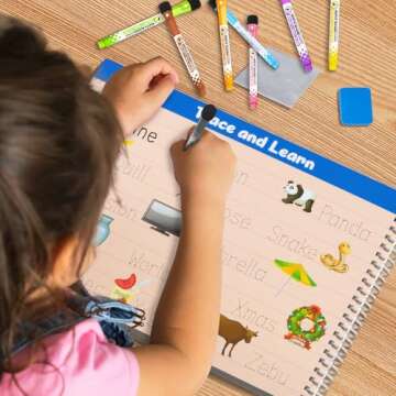 Kindergarten Learning Activities Learn to Write for Kid Age 3 4 5 Years Old, 40 Pages Preschool Handwriting Practice Number Letter Tracing Workbook, Toddler Dry Erase Homeschool Educational Toy