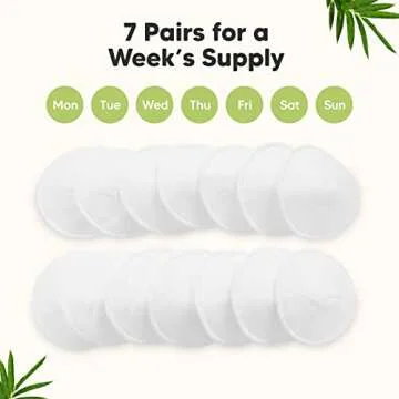 Organic Nursing Pads - 14 Washable Viscose Derived from Bamboo Breastfeeding Pads, Wash Bag, Reusable Breast Pads for Breastfeeding, Nipple Pads for Breastfeeding Essentials (Soft White, XL 5.5")