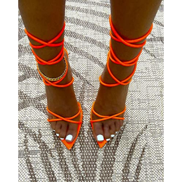 Bold GENSHUO Women’s Sexy Neon Strappy Heels