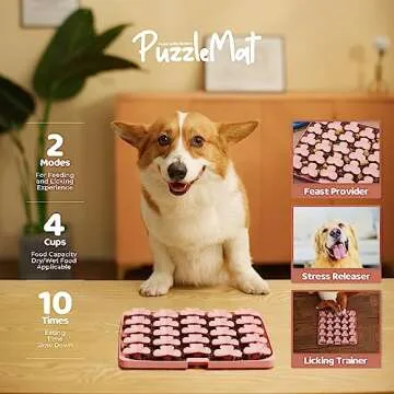 Puzzle Feeder Silicone Dog Mat with Suction Cups, Slow Feeder Dog Bowl for Dry and Wet Food, Dog Enrichment for All Breed Dogs, Pink