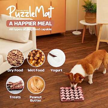 Puzzle Feeder Silicone Dog Mat with Suction Cups, Slow Feeder Dog Bowl for Dry and Wet Food, Dog Enrichment for All Breed Dogs, Pink