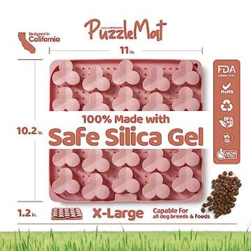 Puzzle Feeder Silicone Dog Mat with Suction Cups, Slow Feeder Dog Bowl for Dry and Wet Food, Dog Enrichment for All Breed Dogs, Pink