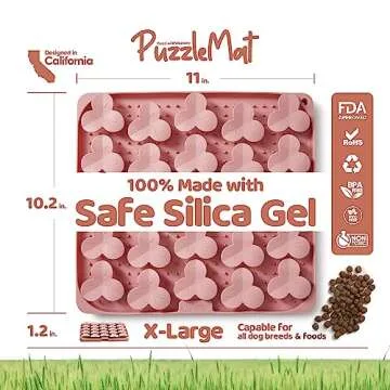 Puzzle Feeder Silicone Dog Mat with Suction Cups, Slow Feeder Dog Bowl for Dry and Wet Food, Dog Enrichment for All Breed Dogs, Pink