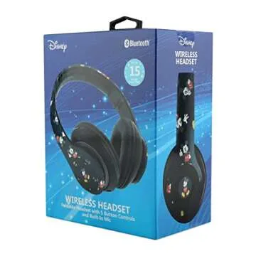Disney Mickey Mouse Bluetooth Headphones Over Ear, Wireless and Wired Foldable Headset Built-in Microphone - (Parent) Holiday Christmas Birthday Gift Adults Kids - Audifonos Auriculares Inalambricos