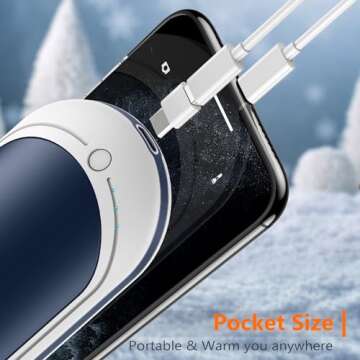 BESKAR Rechargeable Hand Warmer, 5200mAh Electric Handwarmers with Long Lasting Heating, Quick Charge and 3 Levels, Portable Pocket Hand Warmer & Power Bank for Outdoors, Camping, Golf, Raynauds