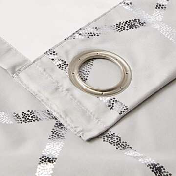 Intelligent Design Raina Total Blackout Metallic Print Grommet Top Single Curtain Panel Thermal Insulated Light Blocking Drape for Bedroom Living Room and Dorm 1 Piece, 50x84, Grey/Silver