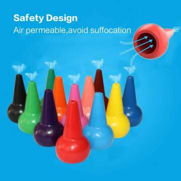 LECAMEBOR Toddler Finger Crayons 12 Colors - Washable