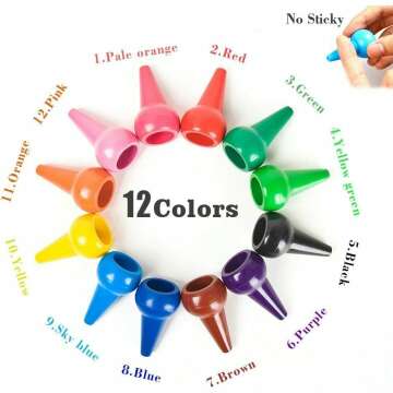 LECAMEBOR Toddler Finger Crayons 12 Colors - Washable