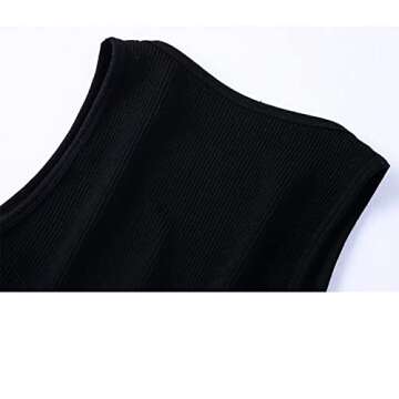 Lauweion Women’s Rhinestones Tassel Sleeveless Crop Top Diamond Decoration Fringe Racer Back Ribbed Knit Crop Tank Top