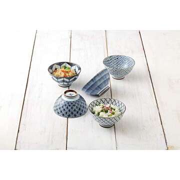 Saikai Pottery Traiditional Japanese Rice Bowls (5 bowls set) 19541 (One Pack)L8