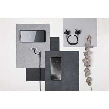 Native Union Belt Cable Universal - 6.5ft Ultra-Strong Reinforced [MFi Certified] Durable Charging Cable with 3-in-1 Adaptor for Lightning, USB-C and Micro-USB Devices (Black)